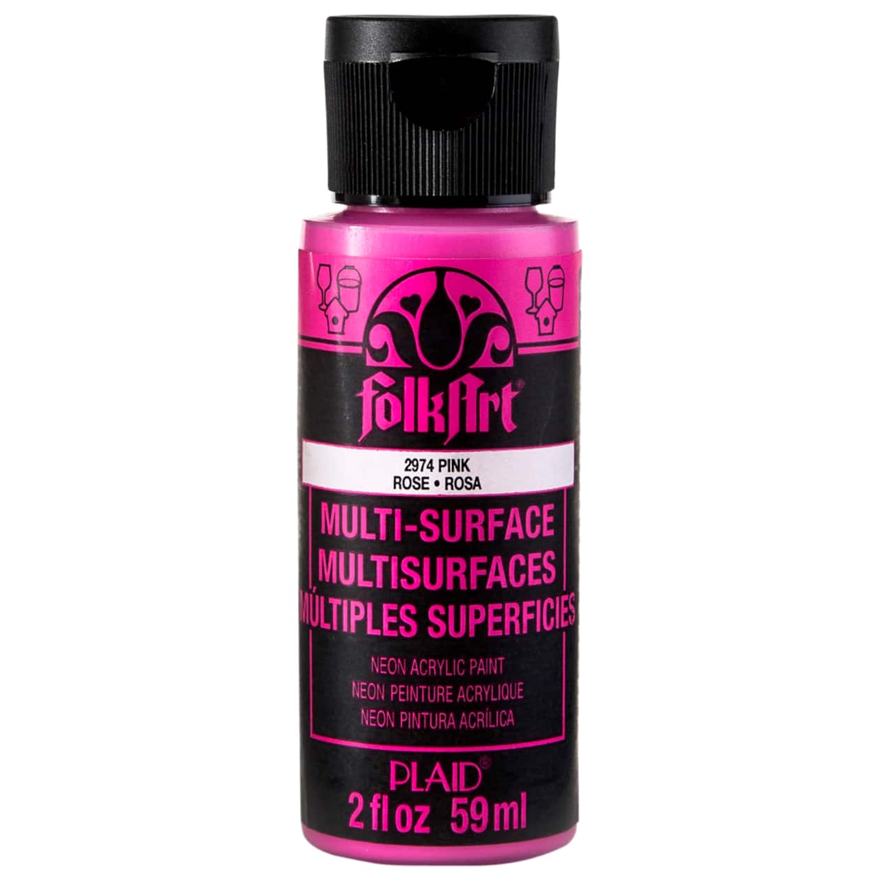 12 Pack: FolkArt® Multi-Surface Neon Glow Acrylic Paint, 2oz.